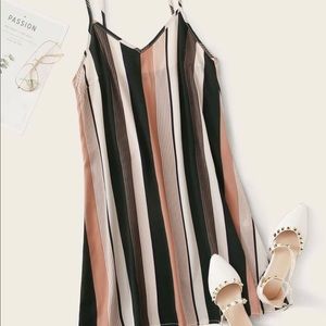 Colorful Striped Slip Women Dress Regular